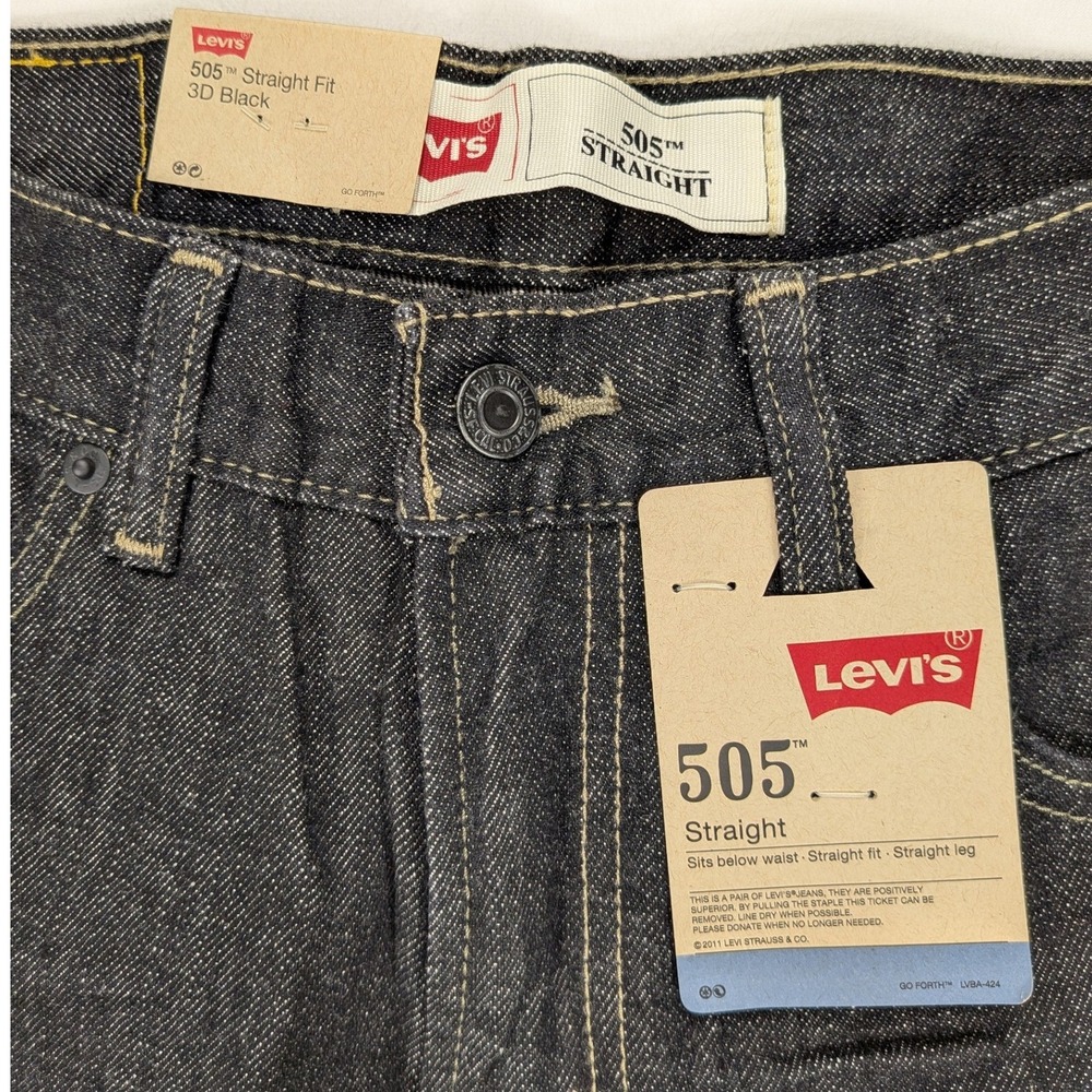 NWT Levi's 505 Jeans Boys 14 Reg 27 Dark Denim Straight Bootcut Sits Below Waist - Picture 4 of 7